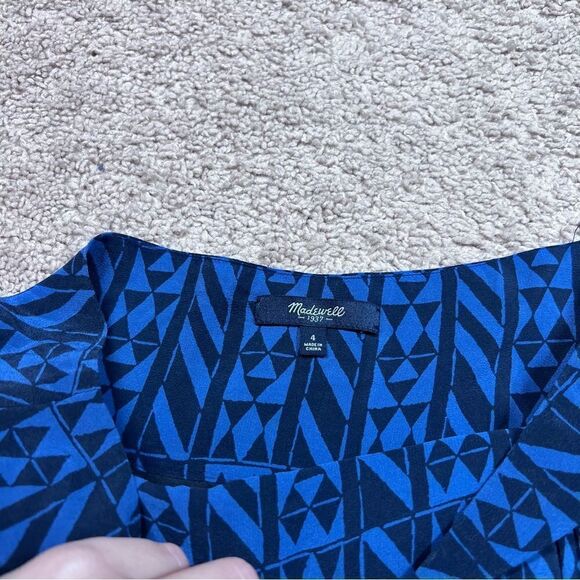 Madewell Silk Skyline Mini Skirt Blur Black Geometric Print Size 4 - Picture 4 of 8